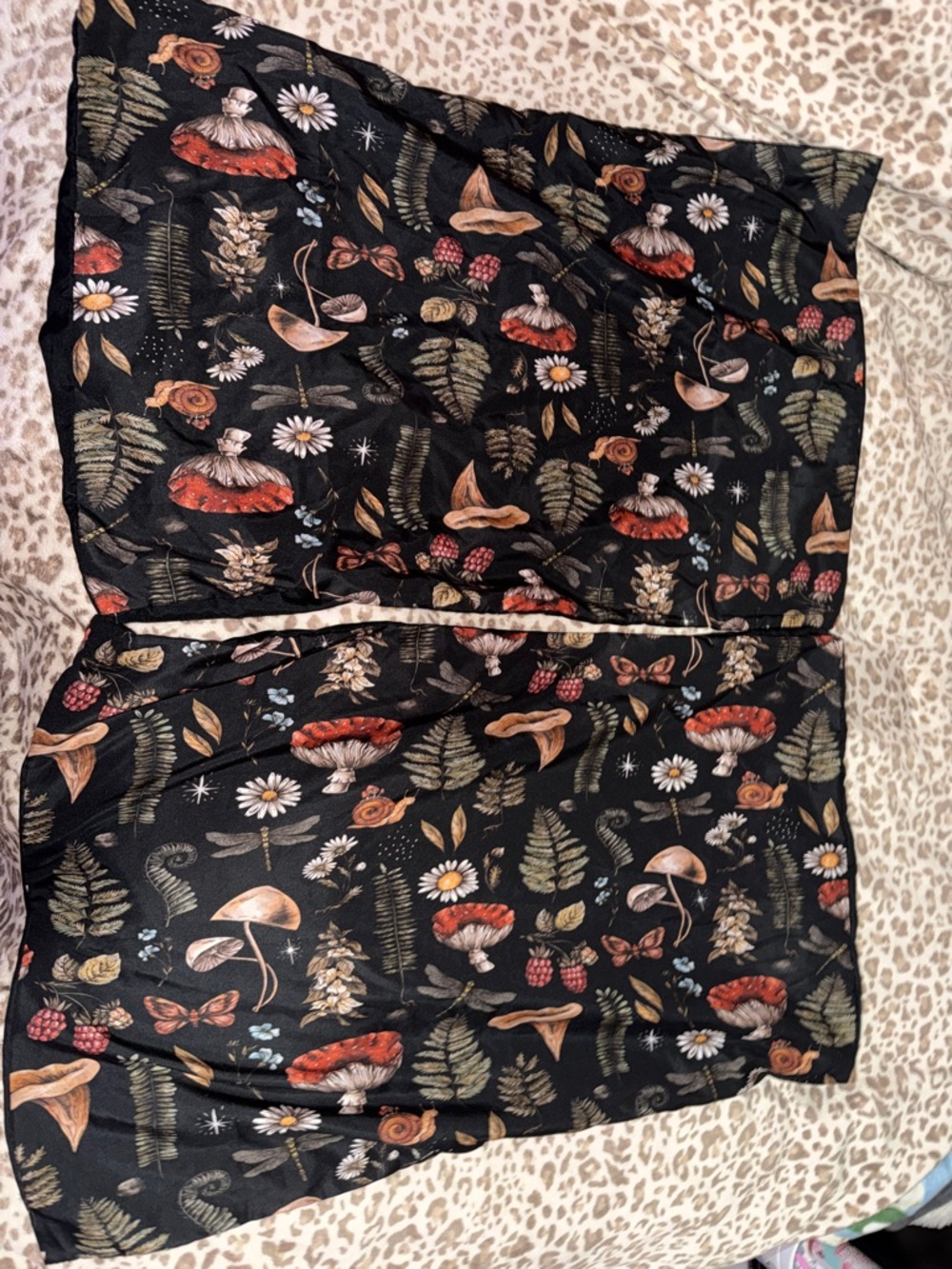 Black Botanical Mushroom Decorative Pillow Cover - Unbranded